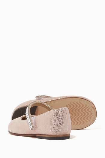 hover state of Crystal Strap Ballerinas in Leather