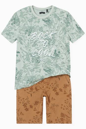 hover state of Floral Print Bermuda Shorts in Cotton 