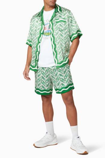hover state of Ping Pong Monogram Shorts in Silk  