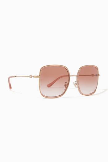 hover state of C Crystal Square Sunglasses in Metal    