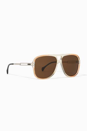 hover state of Oversized Pilot Frame Sunglasses in Acetate & Metal  
