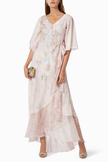hover state of Wrap Dress in Printed Chiffon    