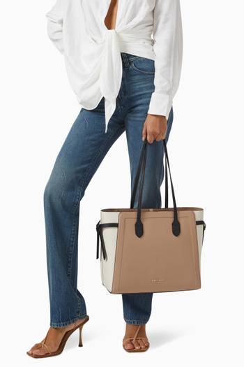 hover state of Knot Tote Bag in Colour-block Leather
