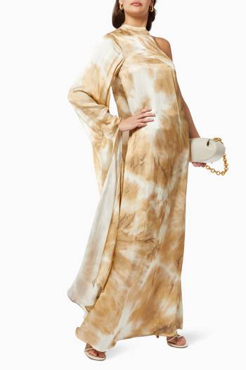 hover state of Millie Cape Sleeve Dress in Tie-dye Viscose Cupro  