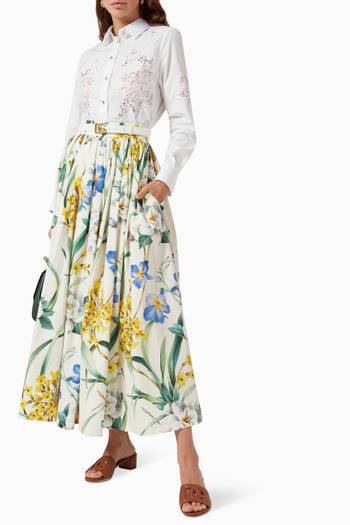 hover state of Sunrise Capsule Collection Floral Maxi Skirt in Cotton Poplin  