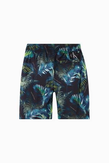 hover state of All-over Logo Palm Printed Shorts in Cotton