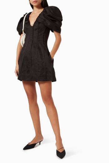 hover state of Admiral Butterfly Sleeve Mini Dress in Linen 