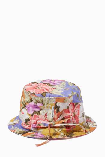 hover state of Reversible Floral Print Bucket Hat in Sloppy Cotton