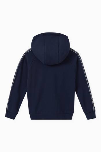 hover state of Jacquard Logo Tape Hoodie in Cotton Jersey
