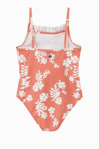 hover state of Hawaiian Floral Print One-Piece Swimsuit