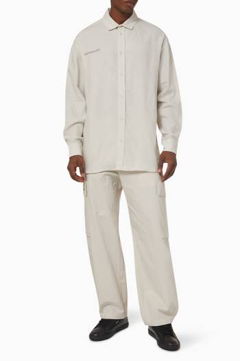 hover state of Collared Long Sleeve Shirt in Aloe Linen