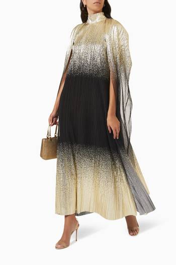 hover state of Pleated Metallic Full Cape and Dress Set  