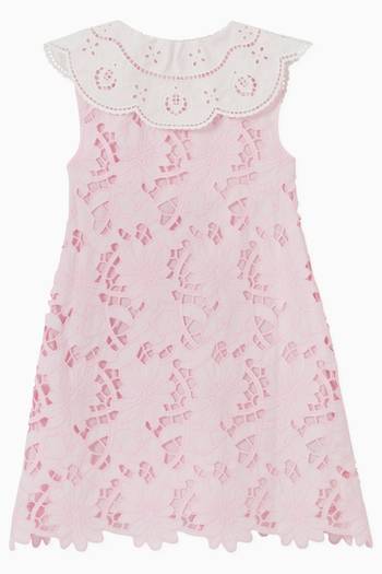 hover state of Guipure Lace Bib Dress in Cotton