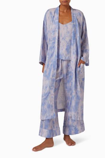 hover state of Cami & Wide Leg Summer Dusk Print Pyjama Set in Linen