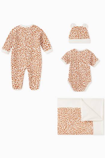 hover state of Leopard-printed Baby Gift Set in Cotton