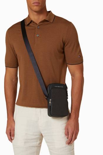 hover state of TH Slim Reporter Crossbody Bag in Leather