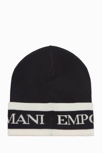 hover state of Logo Beanie in Cashmere Knit