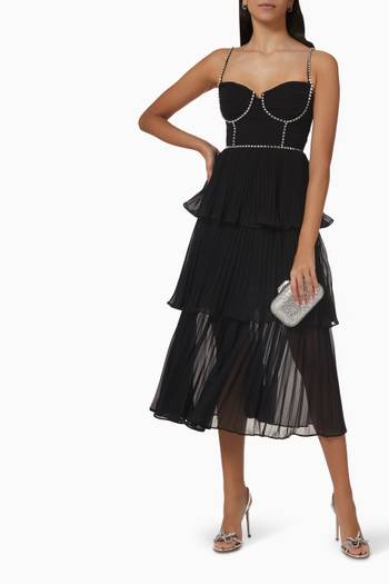 hover state of Tiered Midi Dress in Chiffon