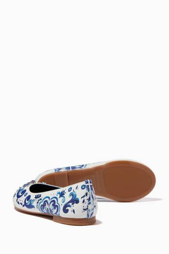 hover state of Majolica Print Ballet Flats in Leather