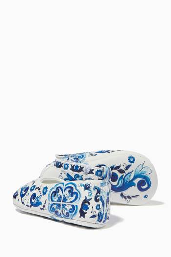hover state of Majolica Print Ballet Flats in Nappa Leather