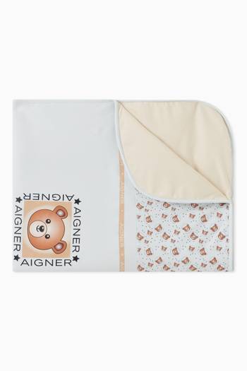 hover state of Teddy Logo Baby Blanket in Cotton