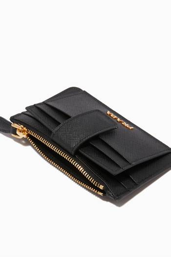 hover state of Logo Zip Card Holder in Saffiano Leather