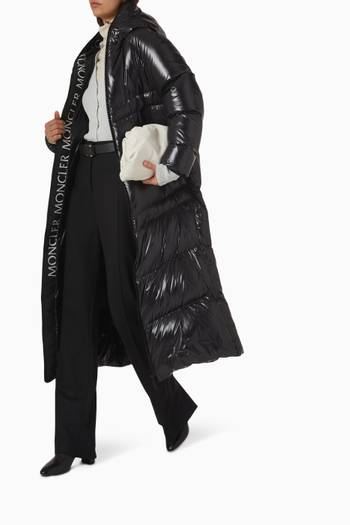 hover state of Chanon Long Puffer Coat in Shiny Nylon 