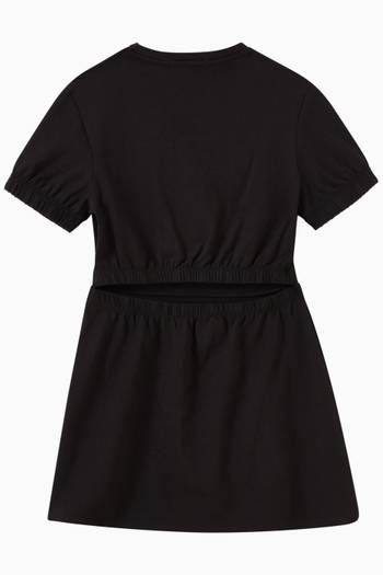 hover state of Logo Puff Sleeved Dress in Cotton  