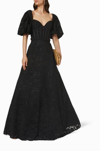 hover state of Puff Sleeve Dress in Lace