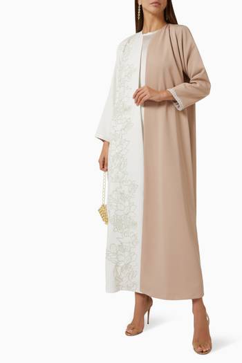 hover state of Two-tone Sequin Embroidered Abaya in Crepe    