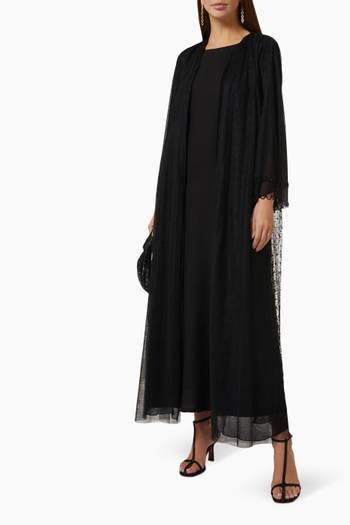 hover state of Sequin Embellished Abaya in Tulle Mesh  
