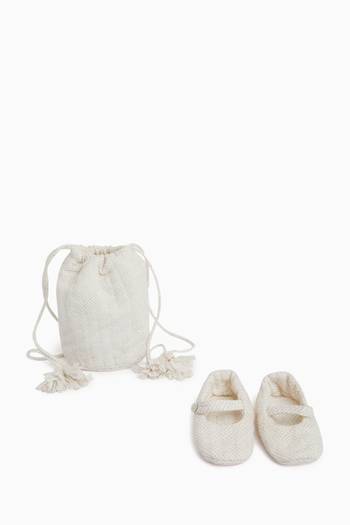 hover state of Quilted Crib Shoes in Organic Cotton