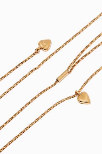 hover state of Double-heart Charm Sliding Necklace in Metal