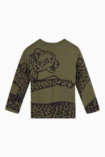 hover state of Elephant & Leopard Print T-shirt in Cotton