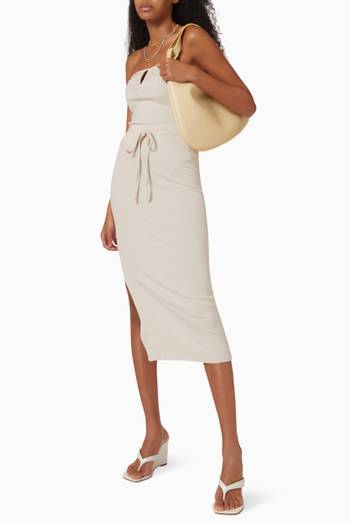 hover state of Alloy Drawcord Midi Skirt in Viscose Rib Knit
