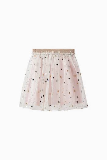 hover state of Logo Tape Dotted Glitter Skirt in Tulle