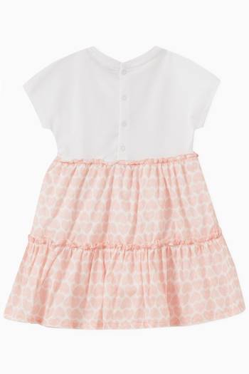 hover state of Bow Logo Tiered Dress in Cotton Poplin