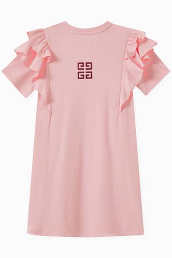 hover state of Ruffle Logo T-shirt Dress in Cotton