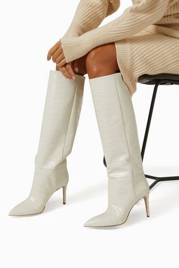 hover state of 85 Knee Boots in Croc-embossed Leather