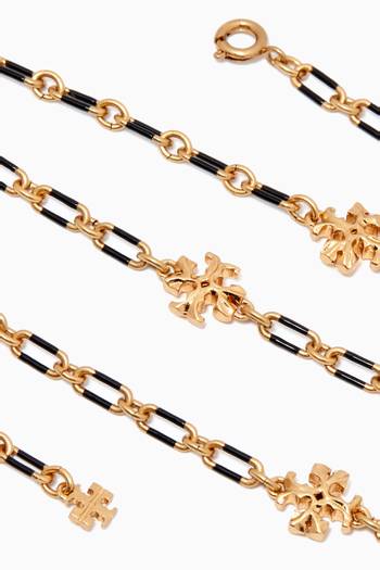 hover state of Roxanne Striped Chain Necklace in 18kt Gold-plated Brass   
