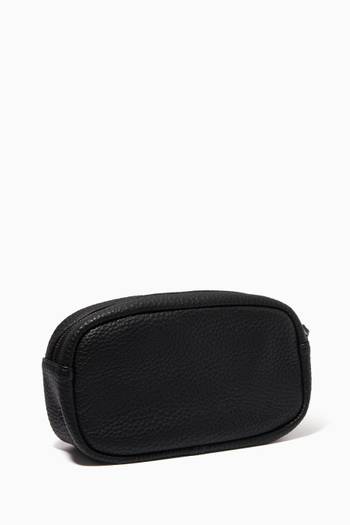 hover state of Logo Patch Cosmetic Bag in Faux Leather