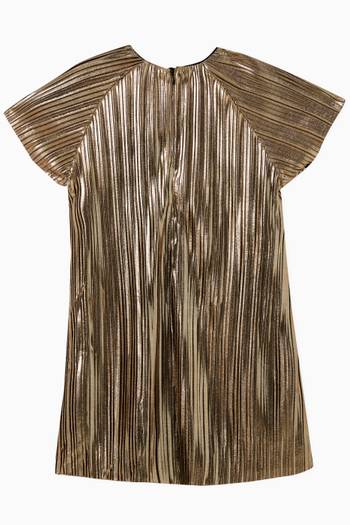 hover state of Pleated Dress in Gold Techno Fabric