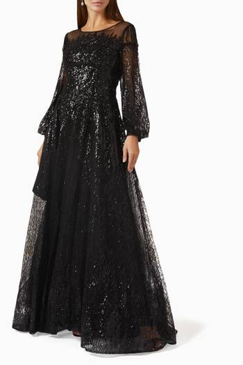 hover state of Illusion Gown in Sequin Bead Tulle