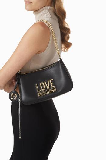 hover state of Logo Hobo Bag in Faux Leather