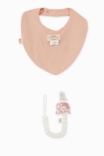 hover state of Logo Patch Bib & Dummy Strap Set in Cotton