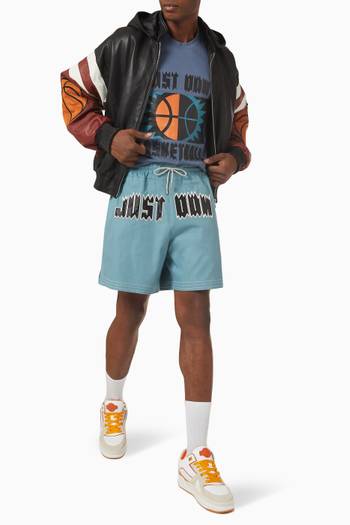 hover state of Just Don Logo Patch Shorts in Cotton