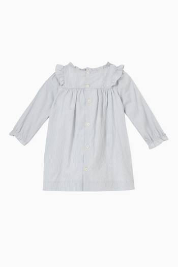 hover state of Ruched-sleeves Dress in Cotton
