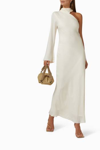 hover state of Rhiannon One-shoulder Maxi Dress in Textured Satin
