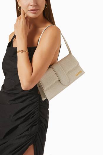 hover state of Le Bambino Long Flap Bag in Linen