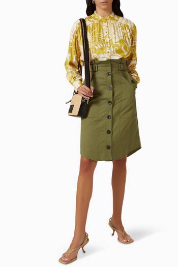 hover state of Siyanne Paperbag Button Through Midi Skirt